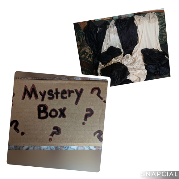 Mystery Box of Black and Cream Vtg Slips Mixed